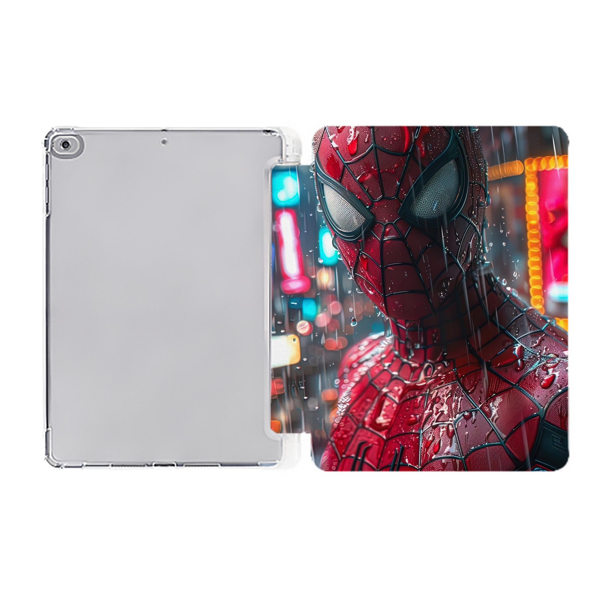 （画像用） Spider Man スパイダーマン IPad ケース ペン収納付き 三つ折りスタンド PUレザー×シリコン 対応機種9.5/10.5/10.9インチ